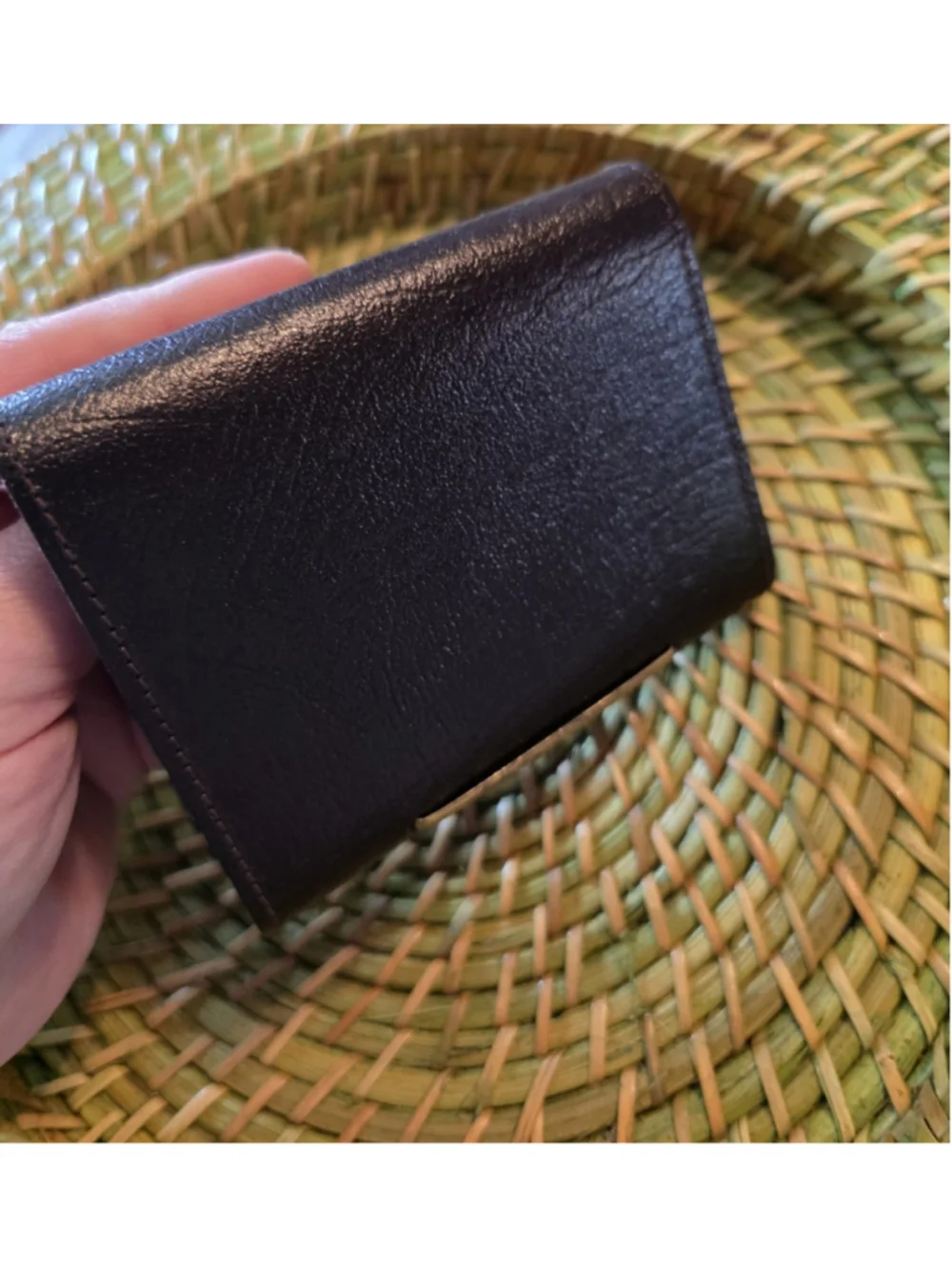 Vintage Wallet Card Case Black Small Cowhide Leather 80s 90s